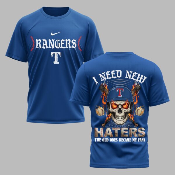 Texas Rangers X Fire Skull Baseball Premium T Shirt PVT002