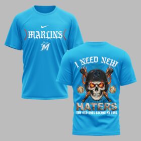 Miami Marlins X Fire Skull Baseball Premium T Shirt PVT002