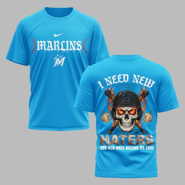 Miami Marlins X Fire Skull Baseball Premium T Shirt PVT002