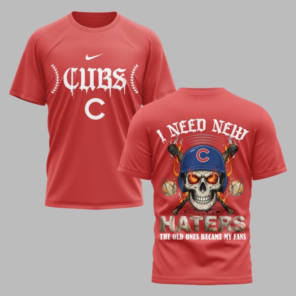 Chicago Cubs X Fire Skull Baseball Premium T Shirt PVT002