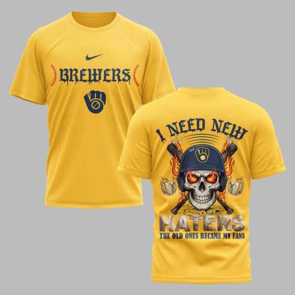Milwaukee Brewers X Fire Skull Baseball Premium T Shirt PVT002