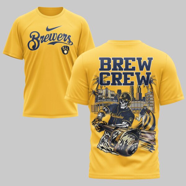 Milwaukee Brewers x skull Mars Premium T-Shirt PL05
