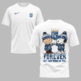 Kansas City Royals “FOREVER - Not Just When We Win” Snoopy & Charlie Glitter Friendship Premium T-Shirt PH00002