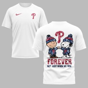 Philadelphia Phillies “FOREVER - Not Just When We Win” Snoopy & Charlie Glitter Friendship Premium T-Shirt PH00002