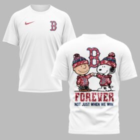 Boston Red Sox “FOREVER - Not Just When We Win” Snoopy & Charlie Glitter Friendship Premium T-Shirt PH00002