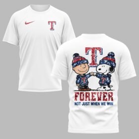 Texas Rangers “FOREVER - Not Just When We Win” Snoopy & Charlie Glitter Friendship Premium T-Shirt PH00002