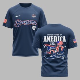 Milwaukee Brewers X 250 Years Of Freedom Premium T Shirt PVT003