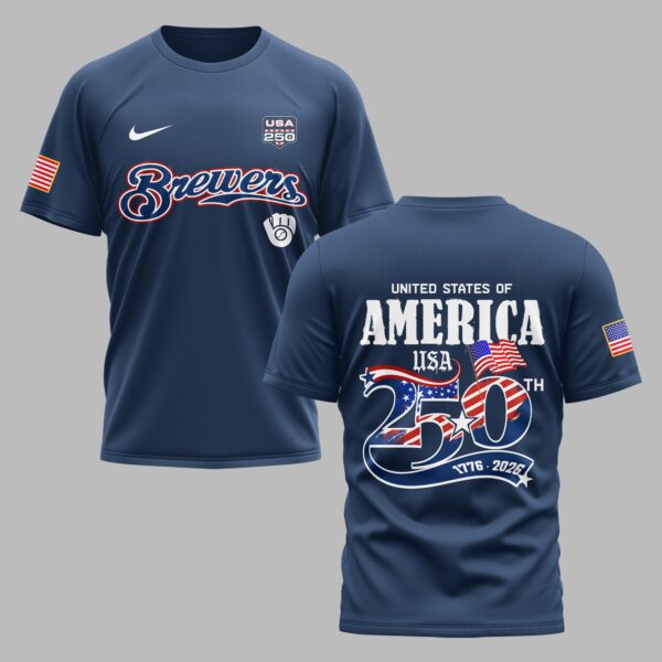 Milwaukee Brewers X 250 Years Of Freedom Premium T Shirt PVT003