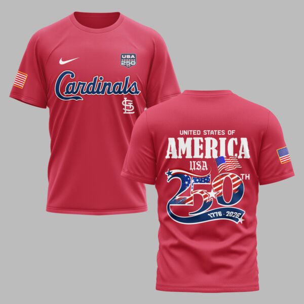 St. Louis Cardinals X 250 Years Of Freedom Premium T Shirt PVT003 - Red, 2XL