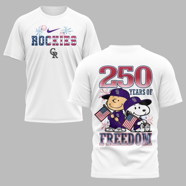 Colorado Rockies 250th Freedom Anniversary Snoopy & Charlie Friendship Premium T-Shirt PH00003