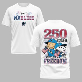 Miami Marlins 250th Freedom Anniversary Snoopy & Charlie Friendship Premium T-Shirt PH00003