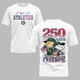 Oakland Athletics 250th Freedom Anniversary Snoopy & Charlie Friendship Premium T-Shirt PH00003