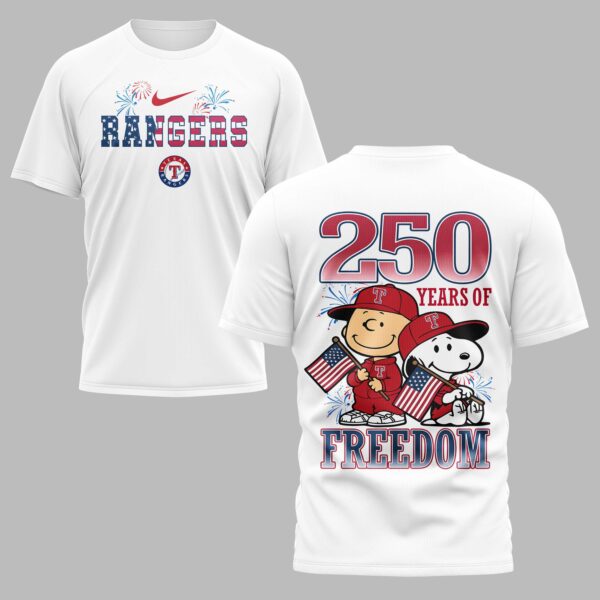 Texas Rangers 250th Freedom Anniversary Snoopy & Charlie Friendship Premium T-Shirt PH00003