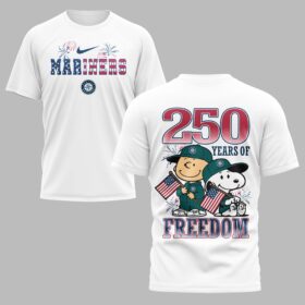 Seattle Mariners 250th Freedom Anniversary Snoopy & Charlie Friendship Premium T-Shirt PH00003