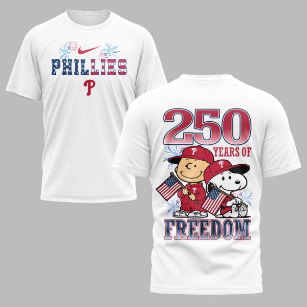 Philadelphia Phillies 250th Freedom Anniversary Snoopy & Charlie Friendship Premium T-Shirt PH00003