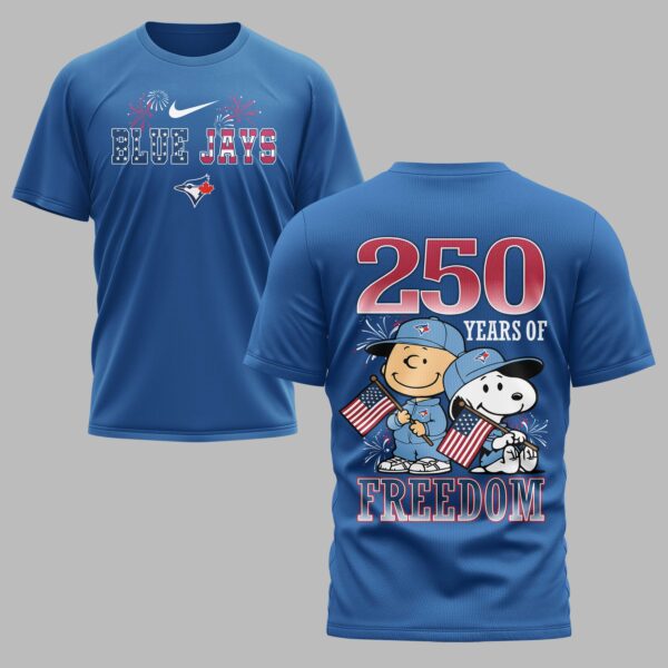 Toronto Blue Jays 250th Freedom Anniversary Snoopy & Charlie Friendship Premium T-Shirt PH00003
