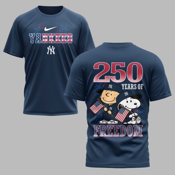 New York Yankees 250th Freedom Anniversary Snoopy & Charlie Friendship Premium T-Shirt PH00003