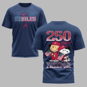 Atlanta Braves 250th Freedom Anniversary Snoopy & Charlie Friendship Premium T-Shirt PH00003