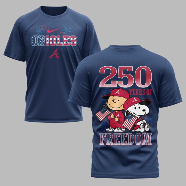 Atlanta Braves 250th Freedom Anniversary Snoopy & Charlie Friendship Premium T-Shirt PH00003
