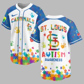 St. Louis Cardinals Autism Awareness Puzzle Premium Jersey LT0007