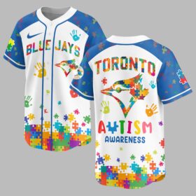 Toronto Blue Jays Autism Awareness Puzzle Premium Jersey LT0007