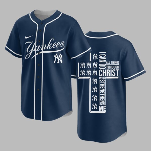 New York Yankees X I Can Do All Things Through Christ Christ Who Strengthens Me Jersey PVT007