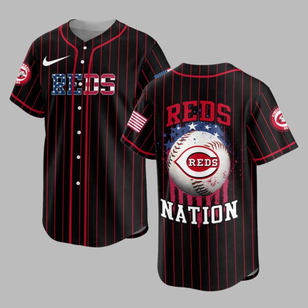 Cincinnati Reds USA Flag Edition Premium Baseball Jersey PH00007