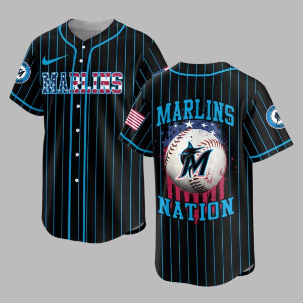 Miami Marlins USA Flag Edition Premium Baseball Jersey PH00007