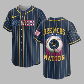 Milwaukee Brewers USA Flag Edition Premium Baseball Jersey PH00007