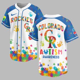 Colorado Rockies Autism Awareness Puzzle Premium Jersey LT0007